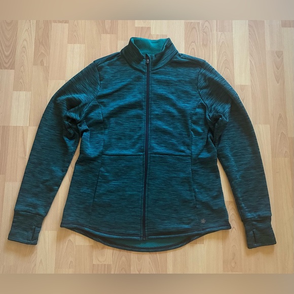 Tek Gear Womens Jacket XL Zip Green Fleece Lined Pockets Thumbhole Sweater - Picture 6 of 11